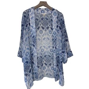 Westbound brand Floral blue and kimono or white swimsuit cover-up